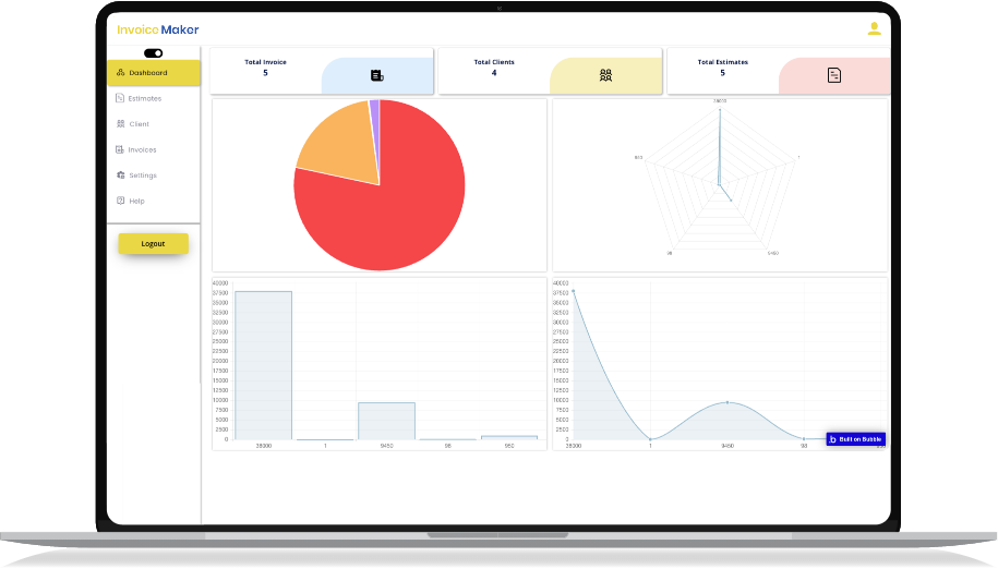 bubble io Invice dashboard